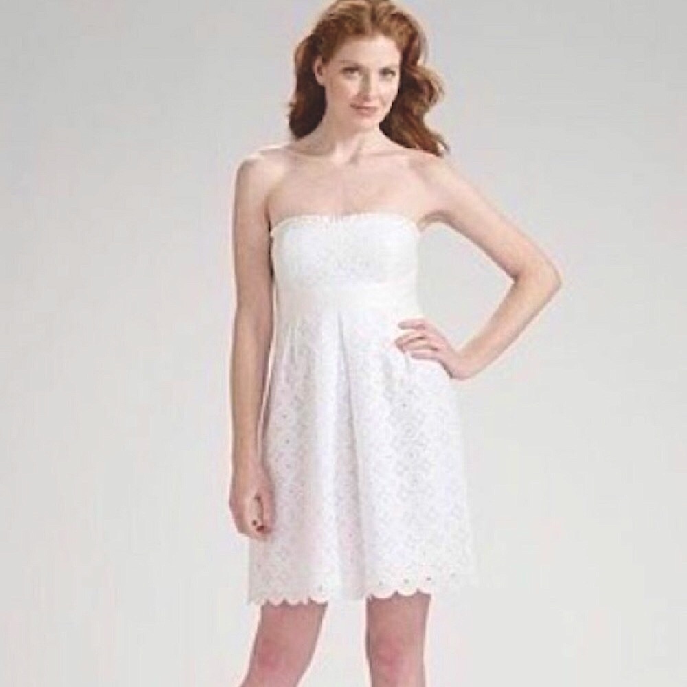 Lilly Pulitzer Betsey White Eyelet Strapless Dress